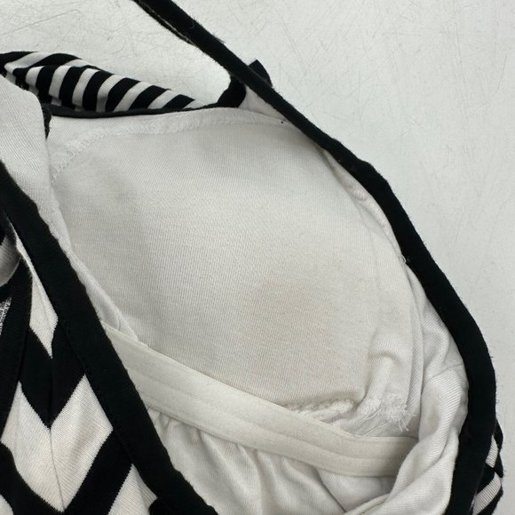 SOMA Weekend Black White Stripe Sz S Soft Jersey Maxi Dress Shelf Bra Racerback - Picture 12 of 14